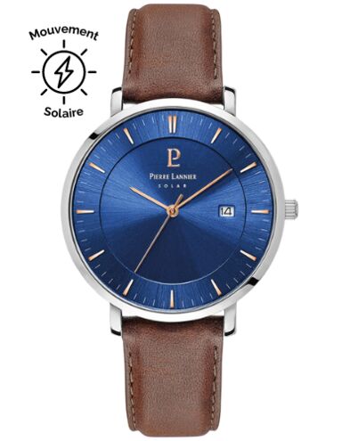 MONTRE PIEER LANNIER HOMME FOND BLEU SOLAIRE REF 126952