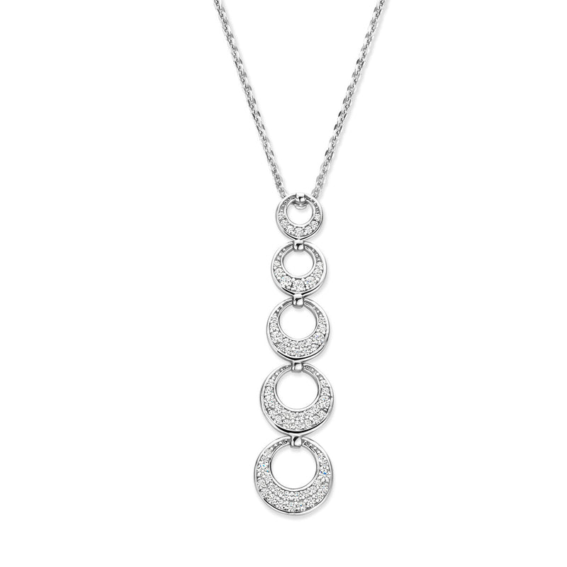 Collier en argent + pendentif avec motif en cercle + CZ 40-42-45cm Naiomy