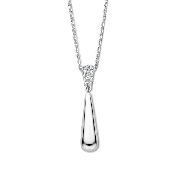 Collier argent + pendentif avec barre + CZ 42-45cm Naiomy