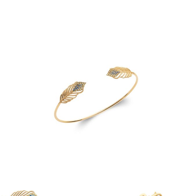 BRACELET PLUMES ET PIERRES BLEUES