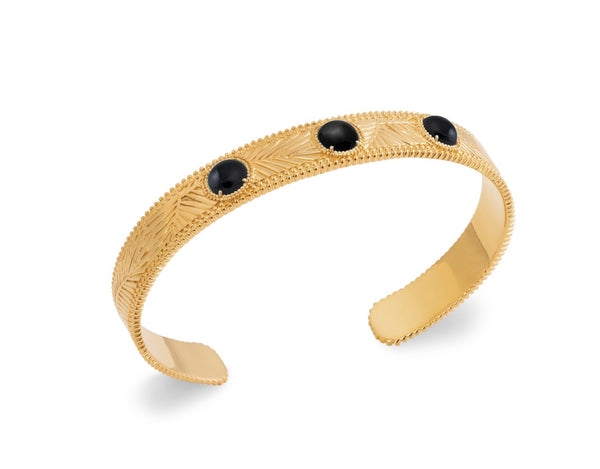 BRACELET JONC CISELE AGATE NOIRE
