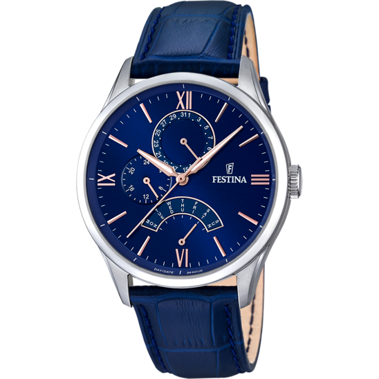 MONTRE FESTINA RETRO F16823/3 BLEU, CUIR, HOMME